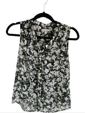🖤 Banana Republic Black White Floral Sleeveless Blouse - Small Petite